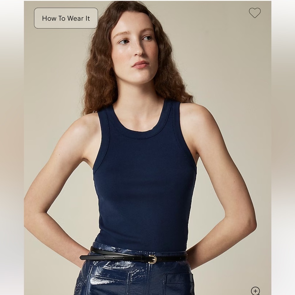 NWT J.Crew Perfect Fit High Neck Tank Top Navy Blue Womens Size XS